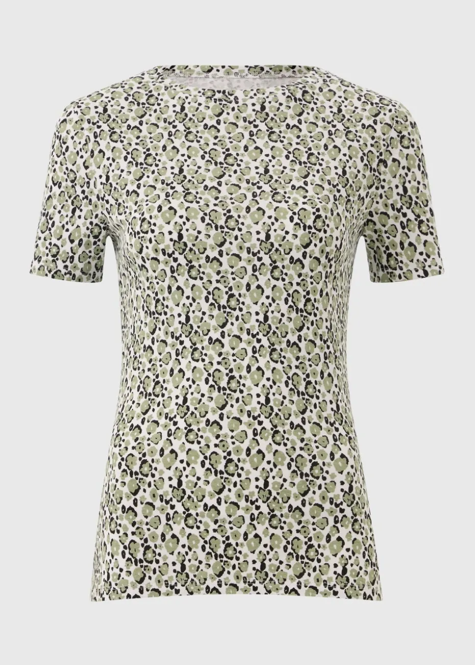 Green Animal Print Fitted T-Shirt