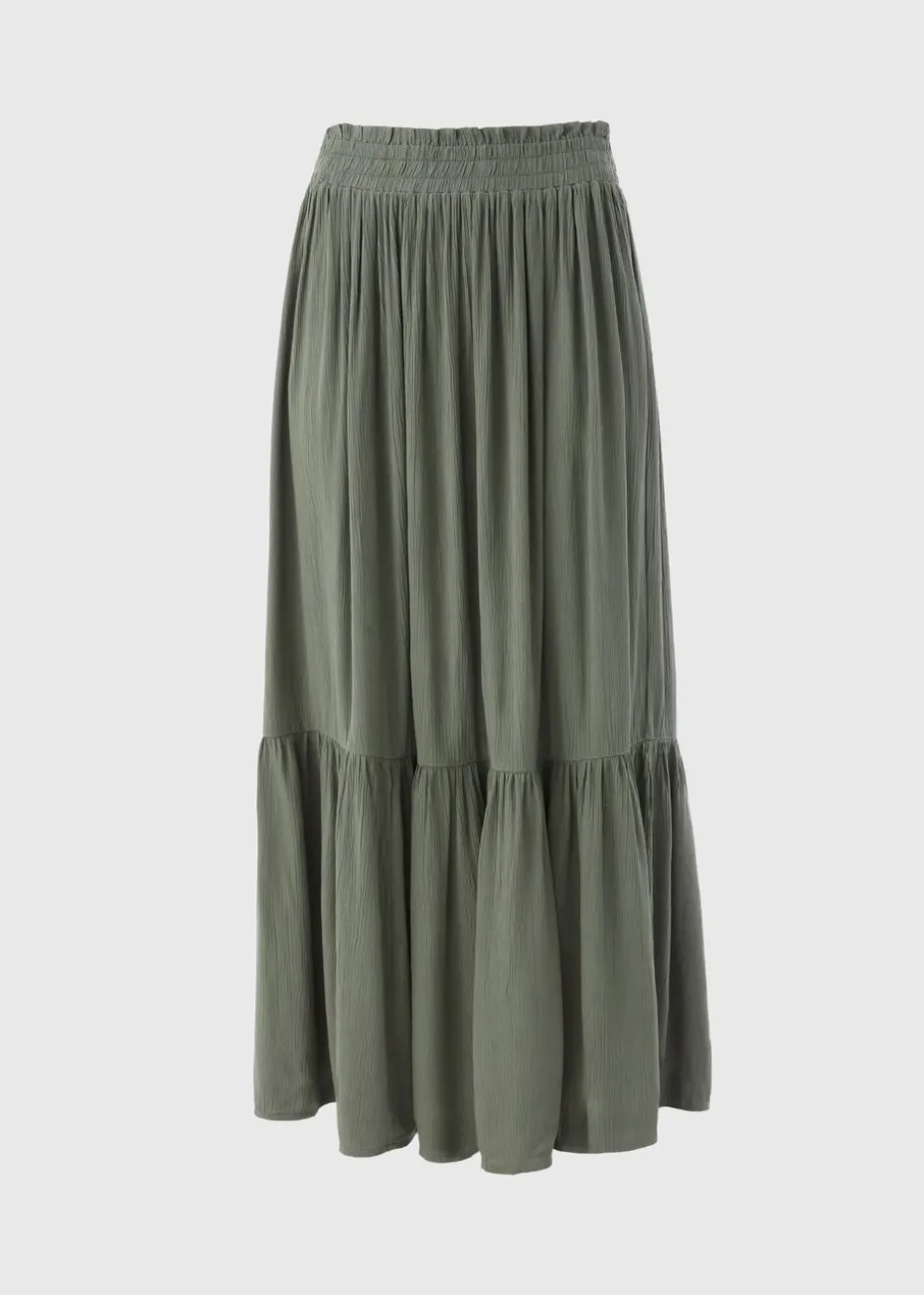 Green Cheesecloth Maxi Skirt