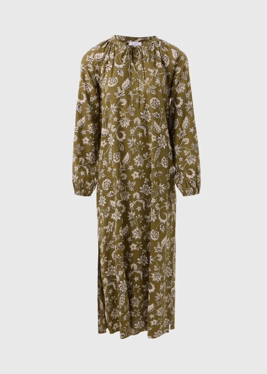Green Paisley Print Tunic Midaxi Dress