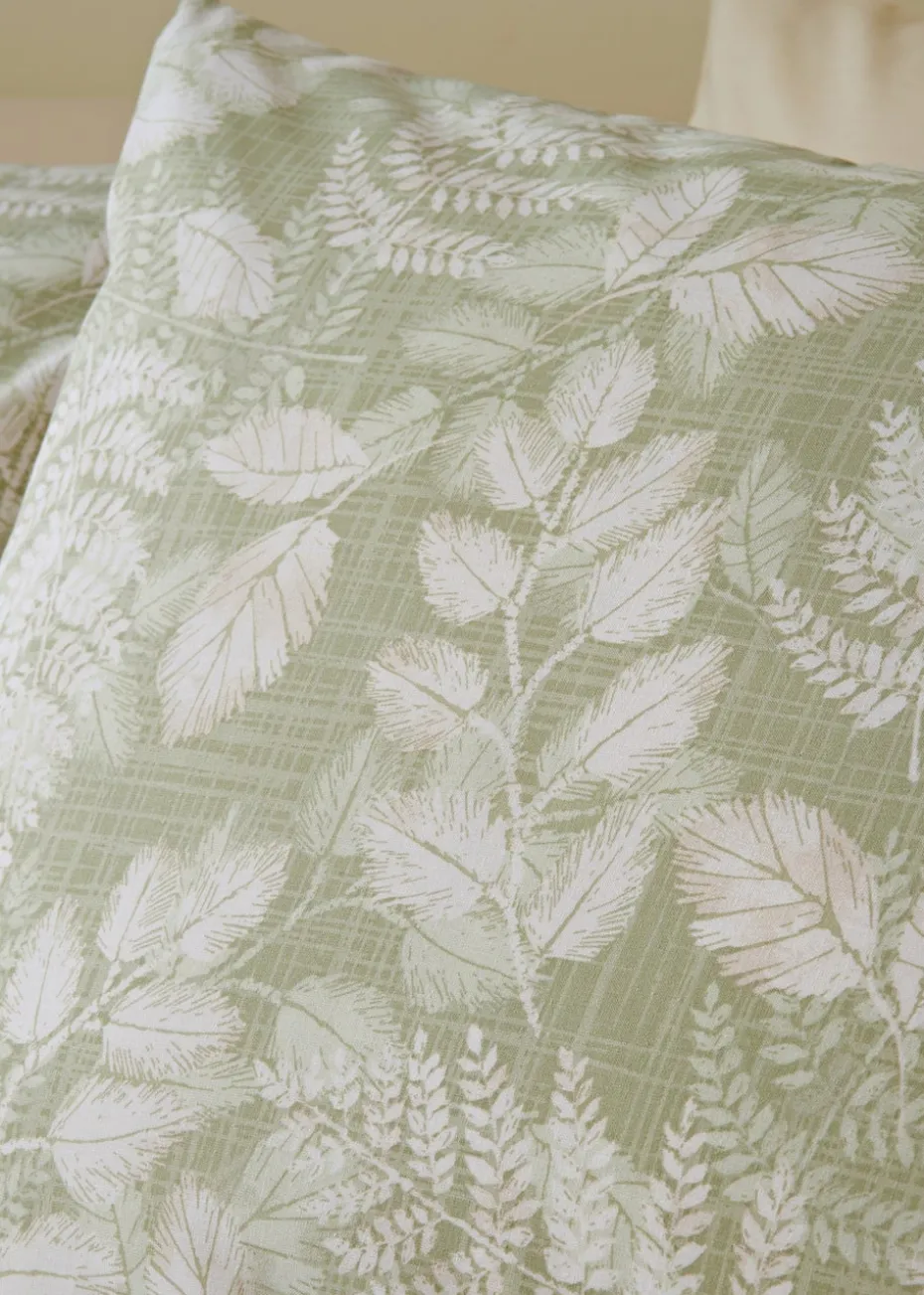 Green Sketch Leaf Design Duvet Set