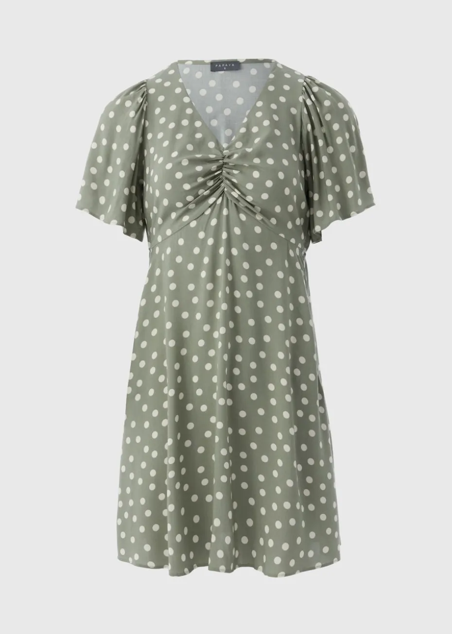 Green Spot Print Mini Tea Dress