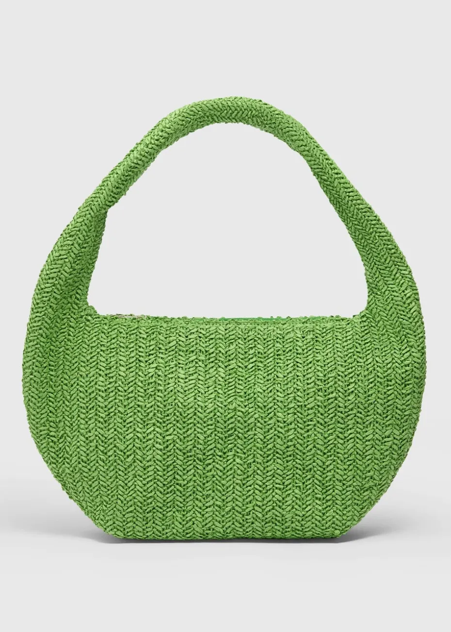 Green Straw Shoulder Bag