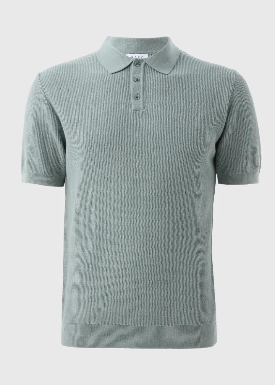 Green Textured Polo Shirt