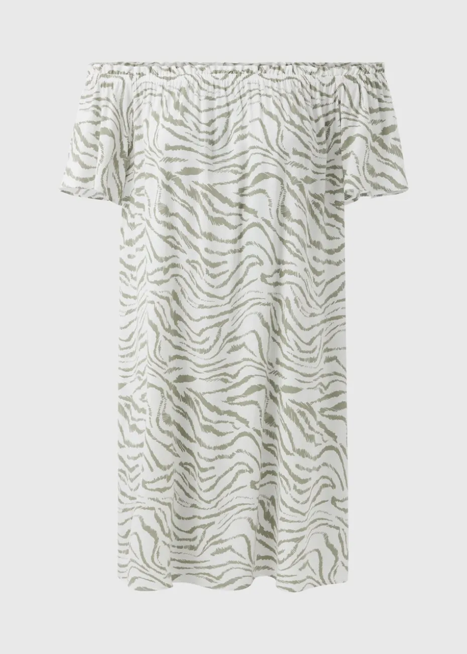 Green Zebra Bardot Mini Dress