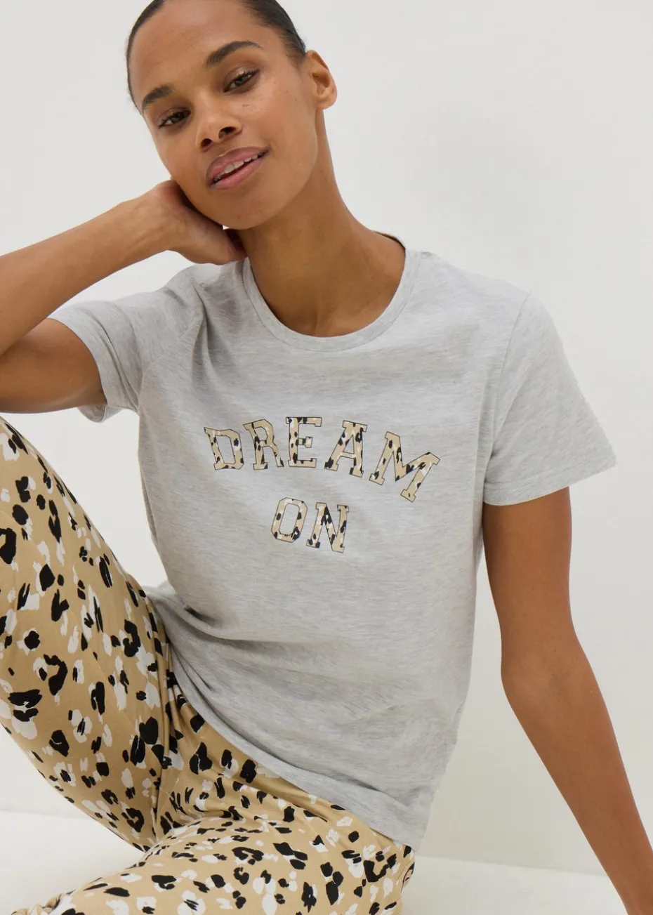 Grey Animal Print Dream On Pyjama Set