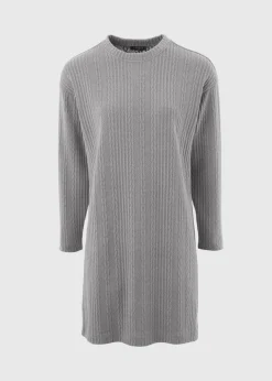 Grey Cable Knit Mini Dress