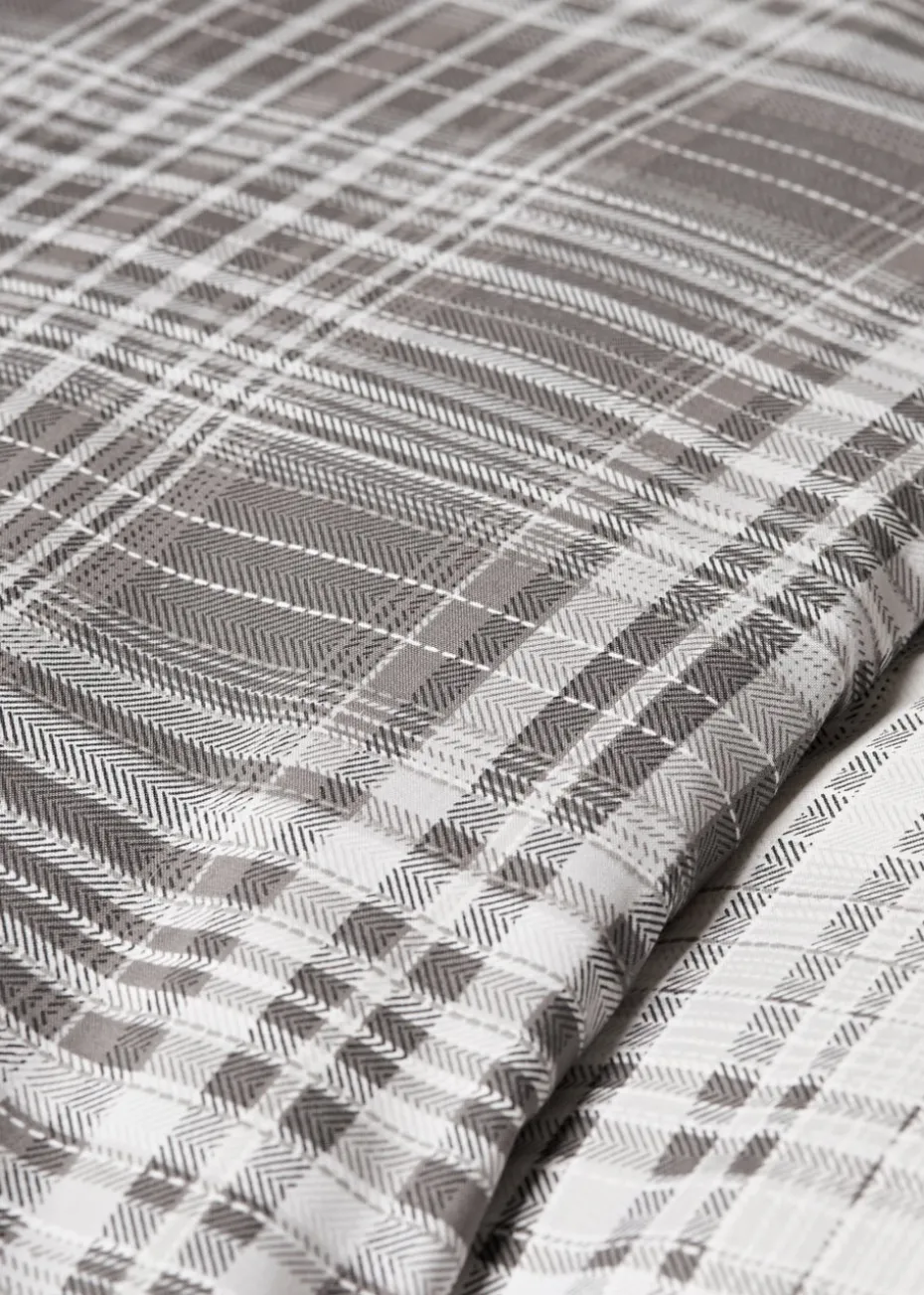 Grey Fine Check Duvet Set