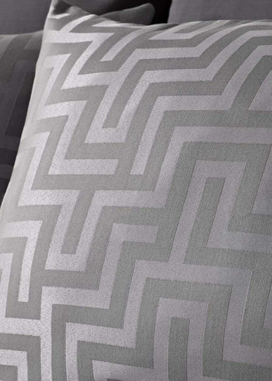 Grey Greek Key Jacquard Duvet Set
