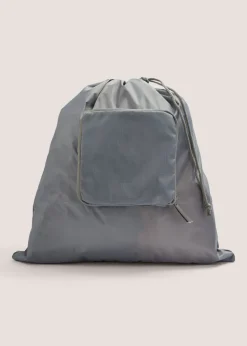 Grey Laundry Drawstring Bag with Cover
