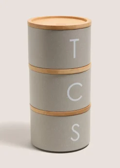 Grey Metal Tea Coffee & Sugar Stackable Canisters