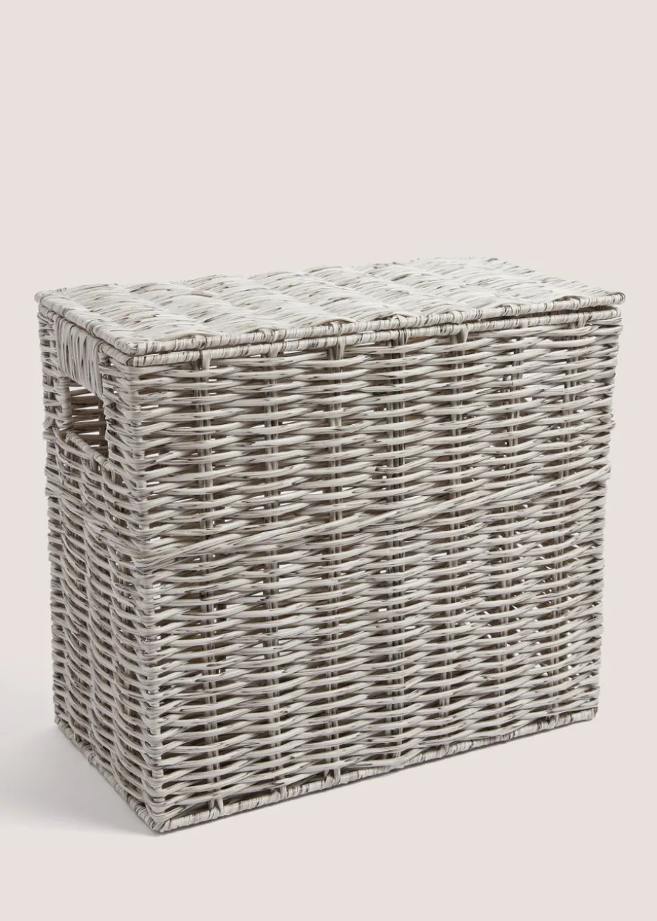 Grey Narrow Toilet Storage Box (30cm x 35cm x 18cm)