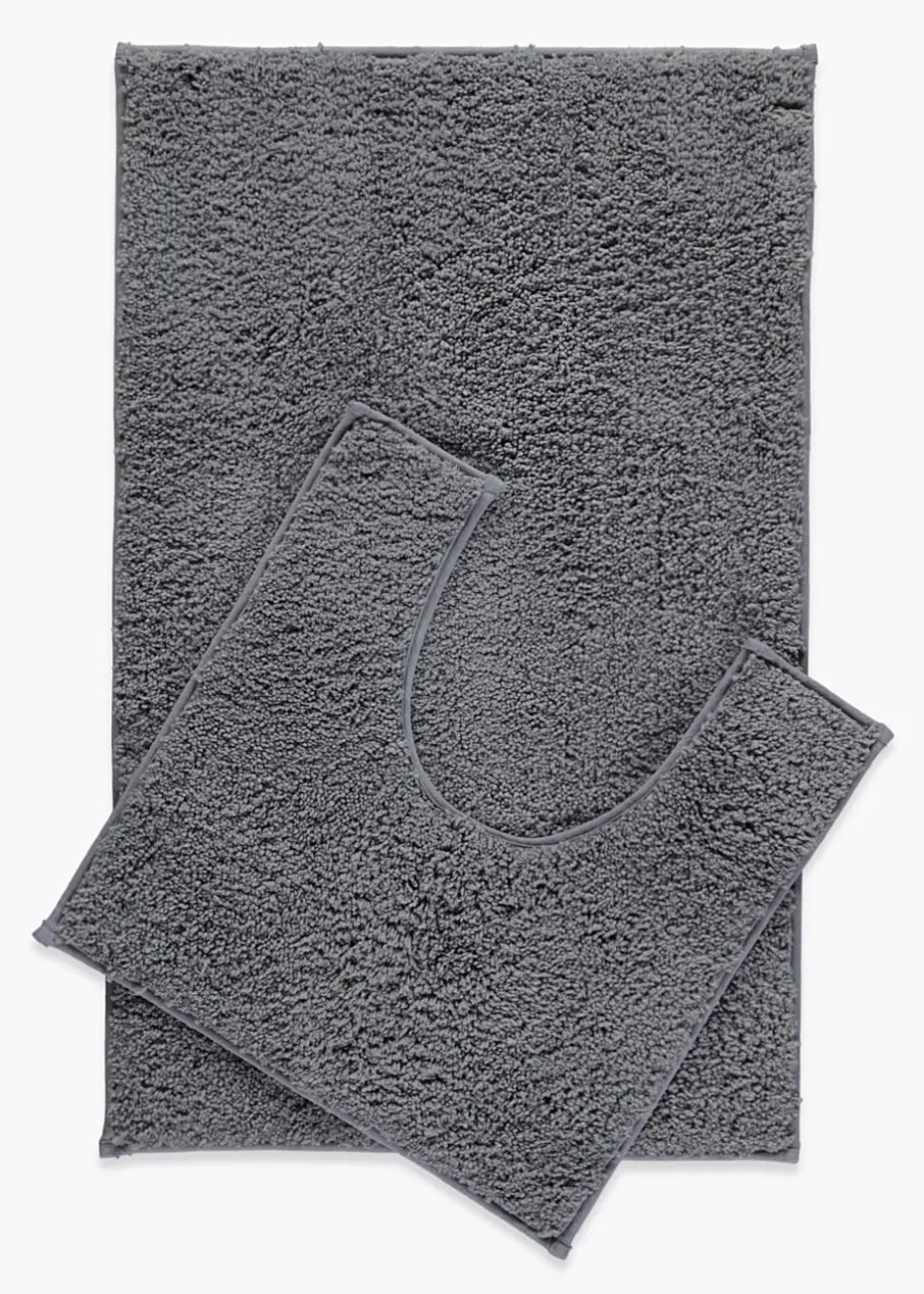 Grey Quick Dry Bath & Pedestal Mat