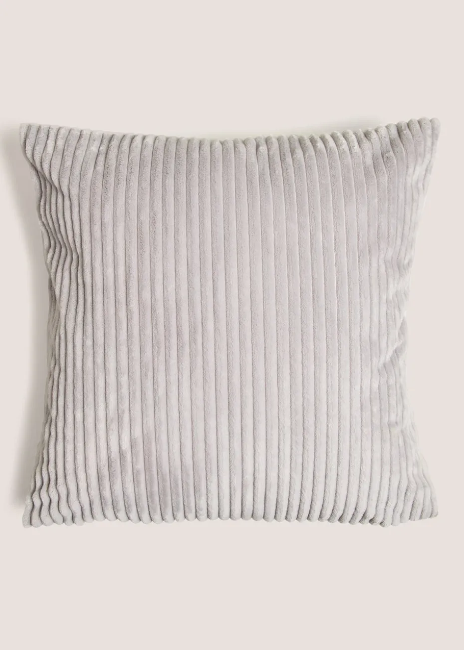 Grey Ribbed Cushion Cover