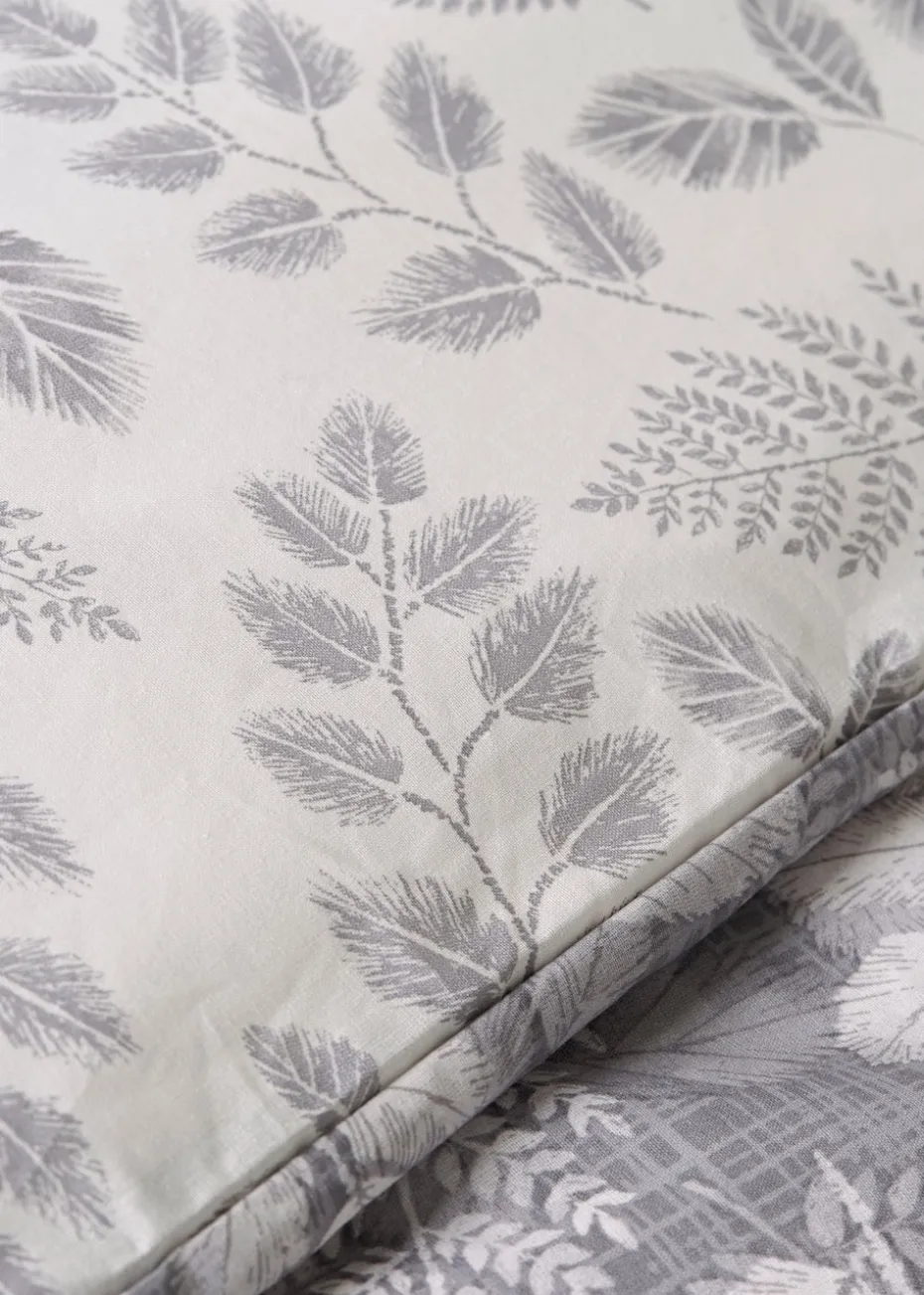 Grey Sketchy Leaf Print Duvet Set