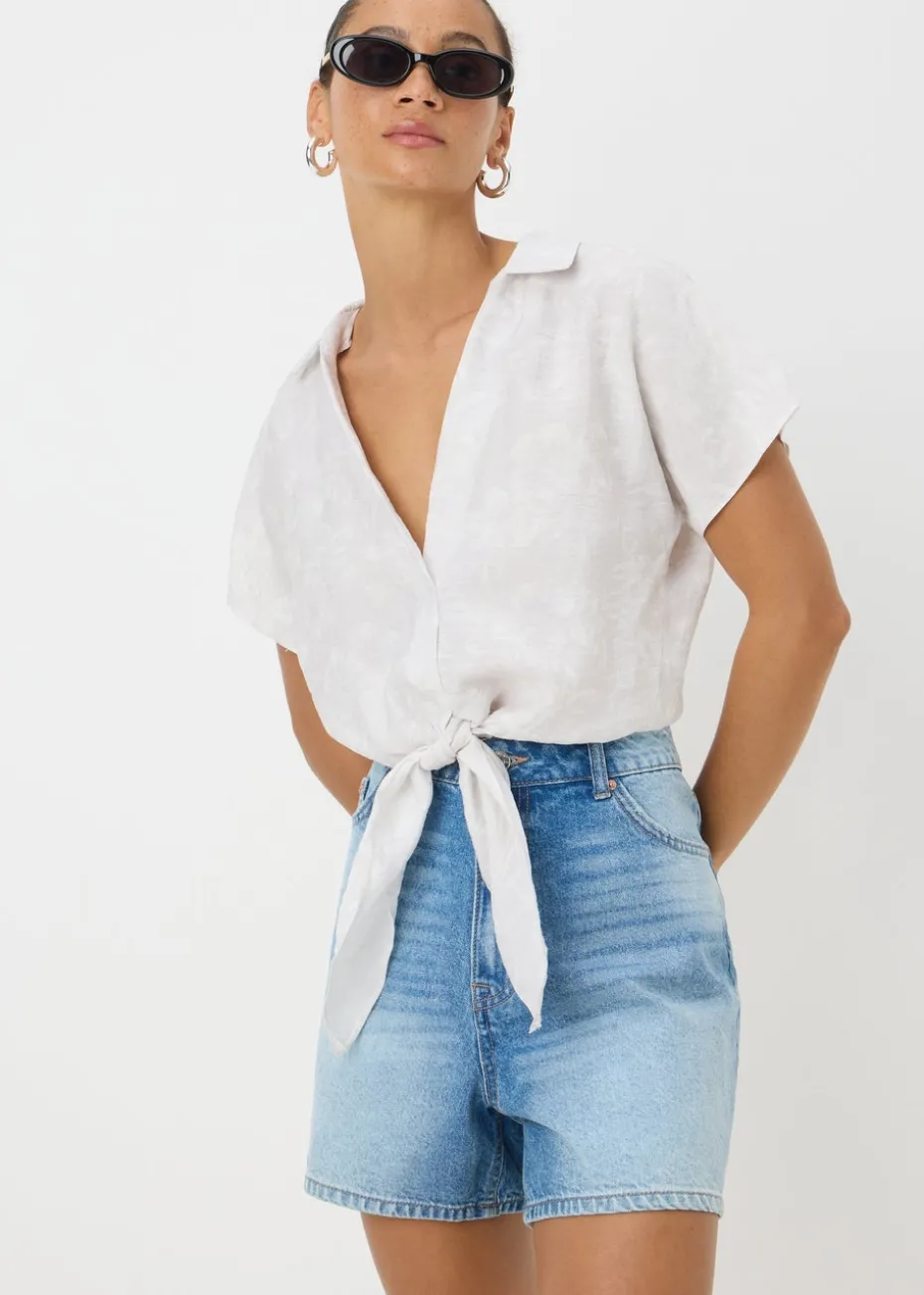 Grey Tie Waist Shirt