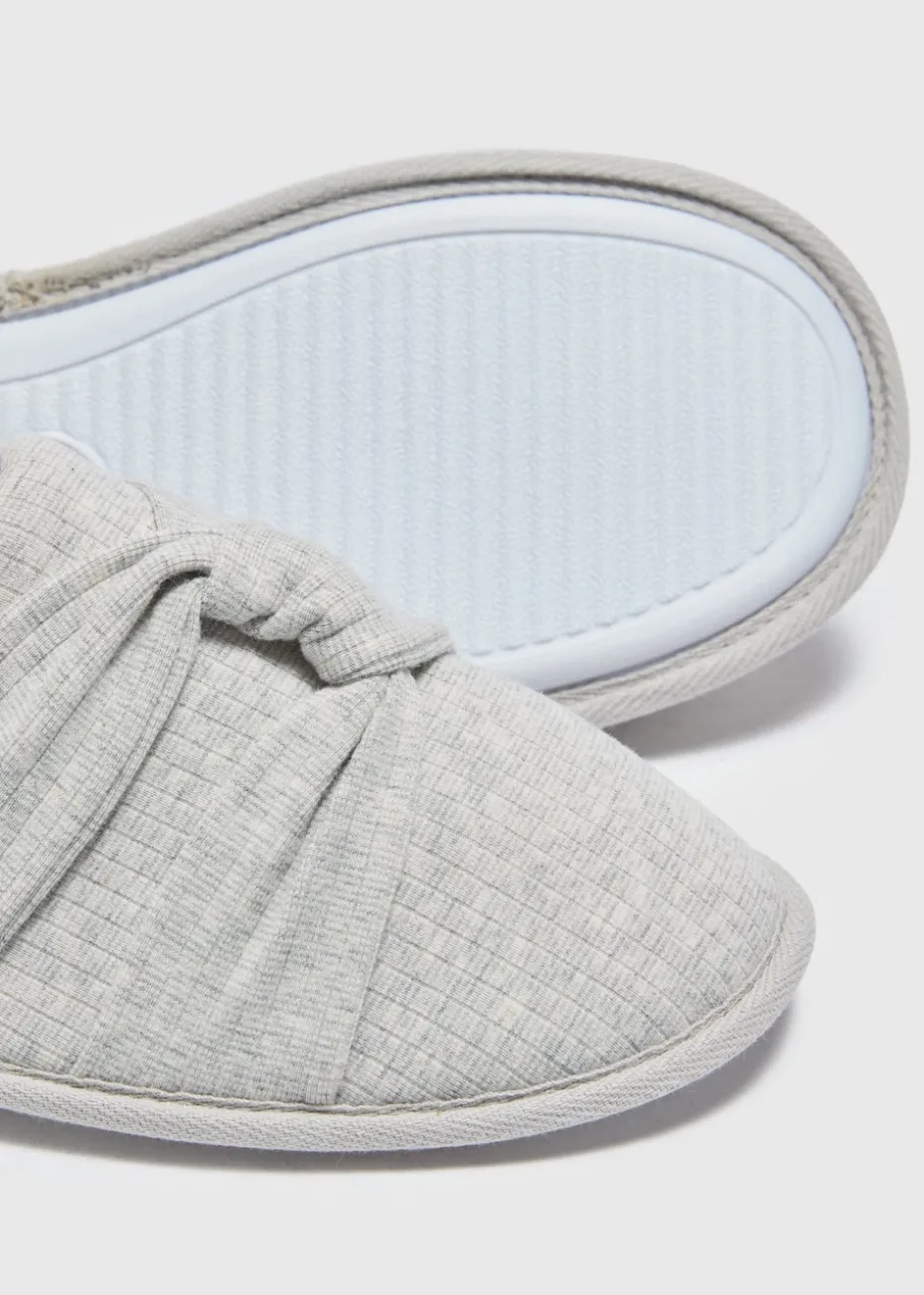 Grey Twist Jersey Mule Slippers