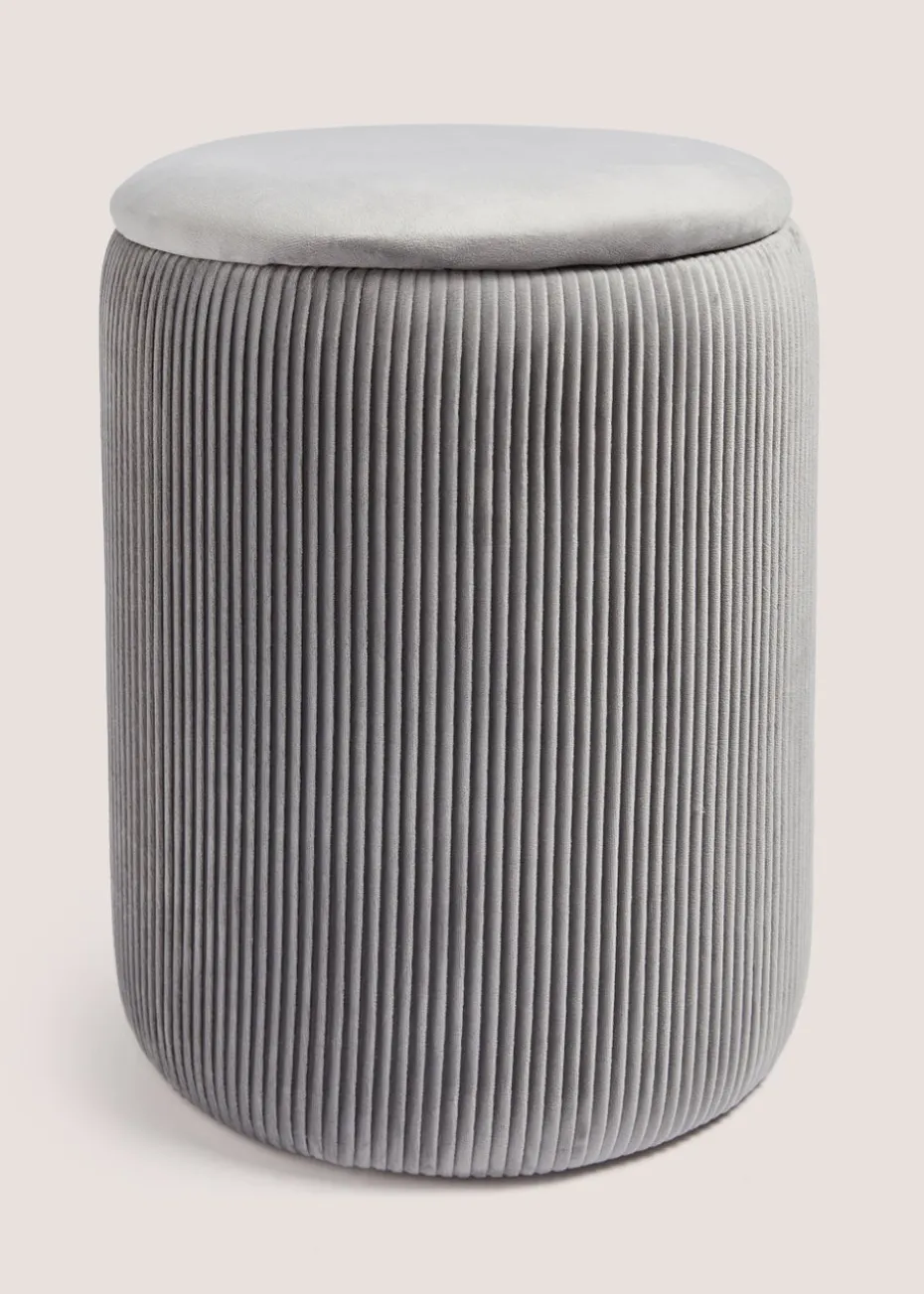 Grey Velvet Storage Pouffe