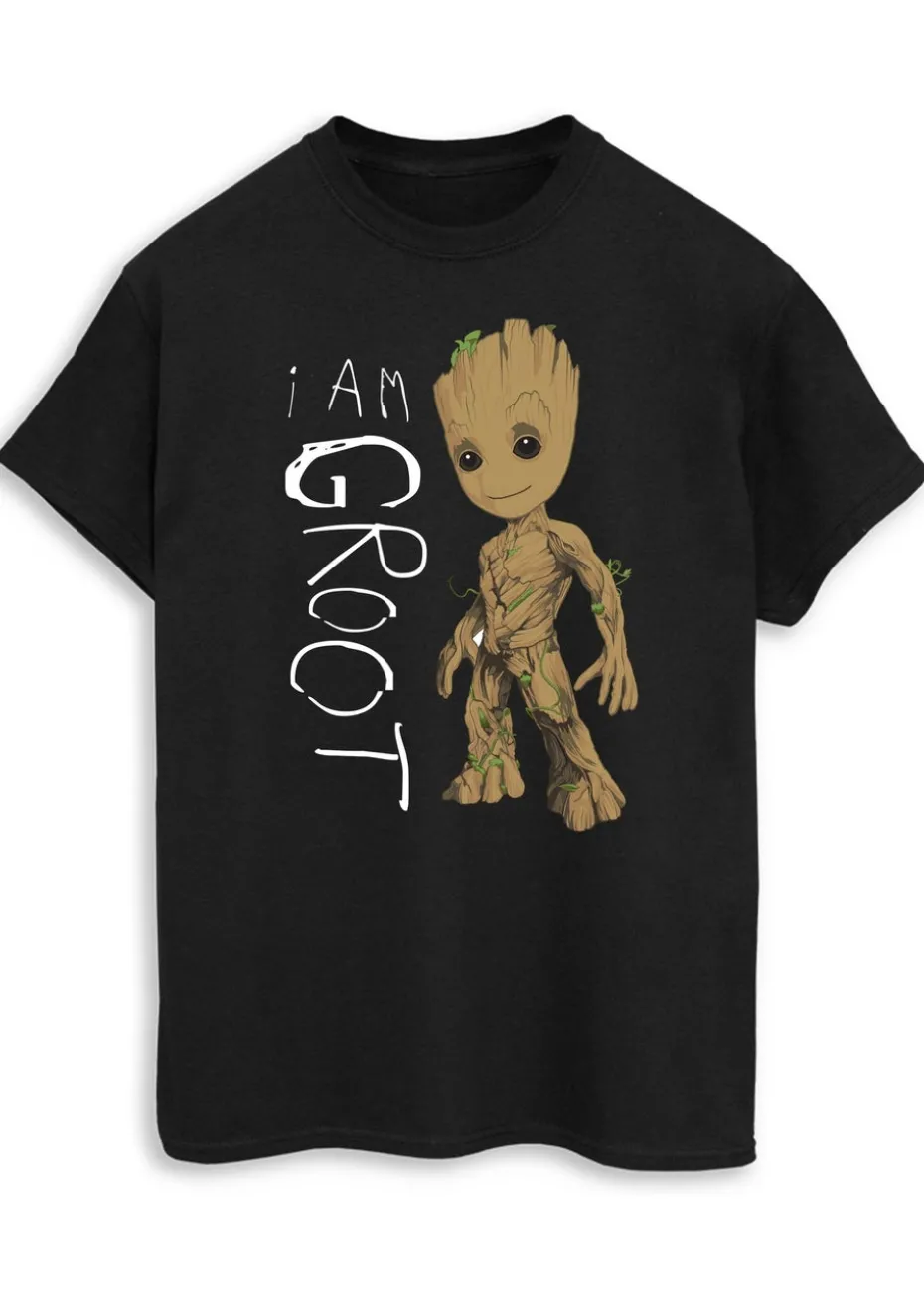 Guardians Of The Galaxy Groot Scribbles Men Black Printed T-Shirt