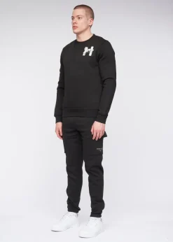 Henleys Black Moorehen Crew Sweat