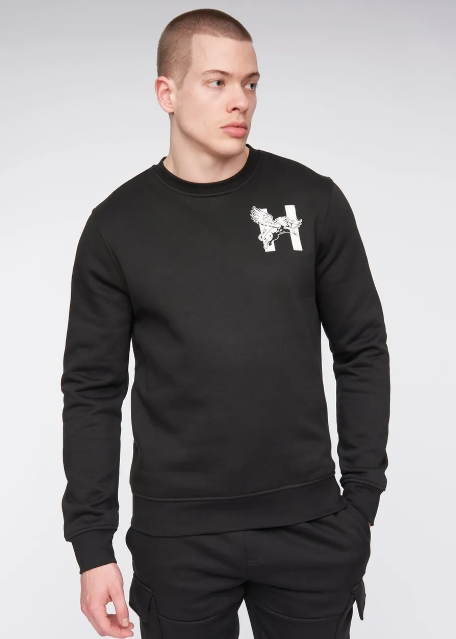 Henleys Black Moorehen Crew Sweat