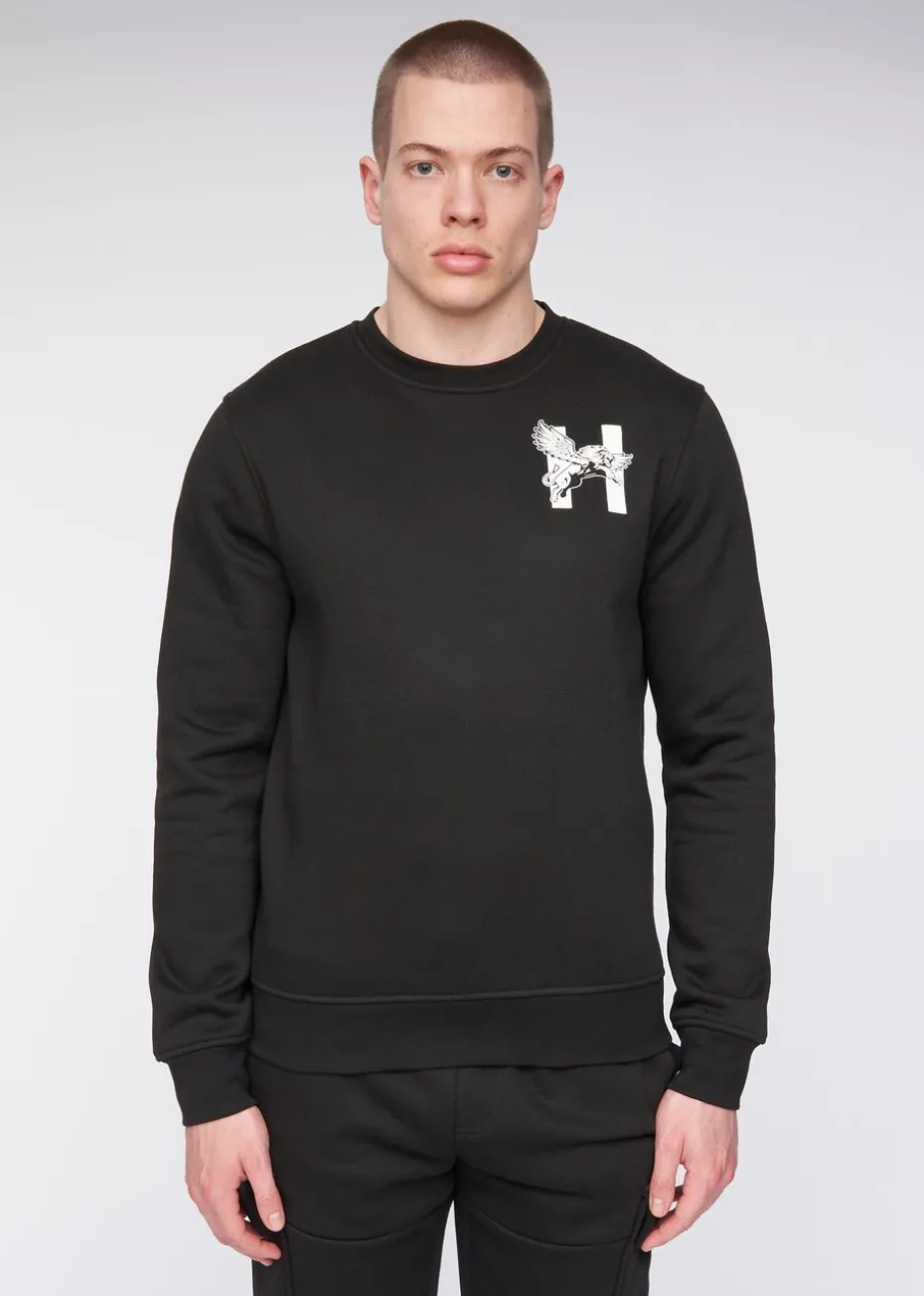 Henleys Black Moorehen Crew Sweat