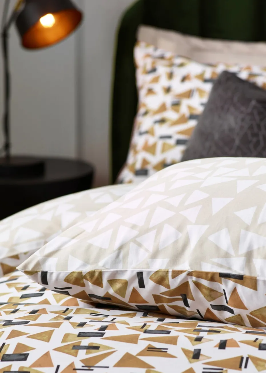 Hoem City Abstract Cotton Rich Duvet Cover Set Toffee