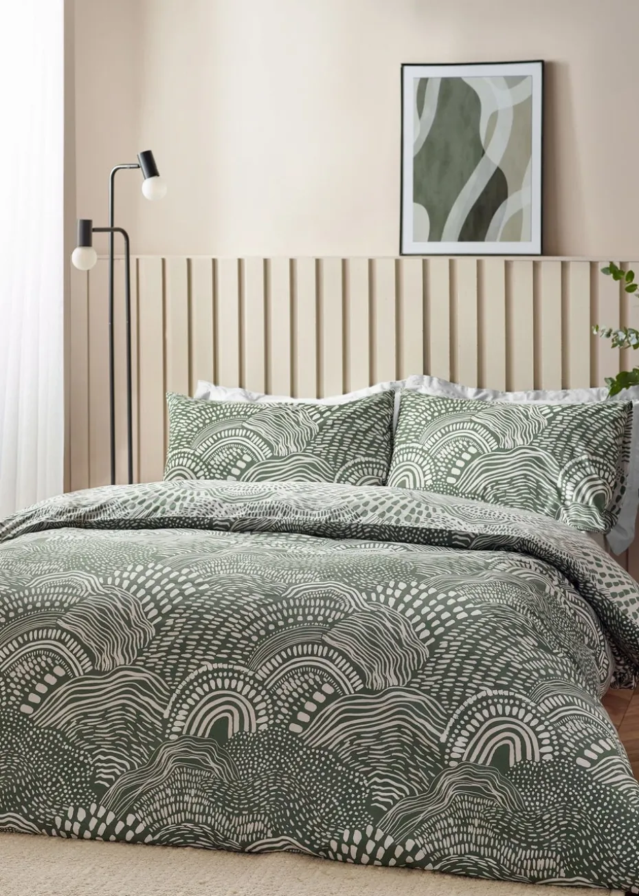 Hoem Olive Nola Abstract Geometric Duvet Cover Set