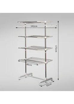HOMCOM 4 Layer Folding Rail Airer Dryer Rack (172cm x 80-142cm x 55cm)