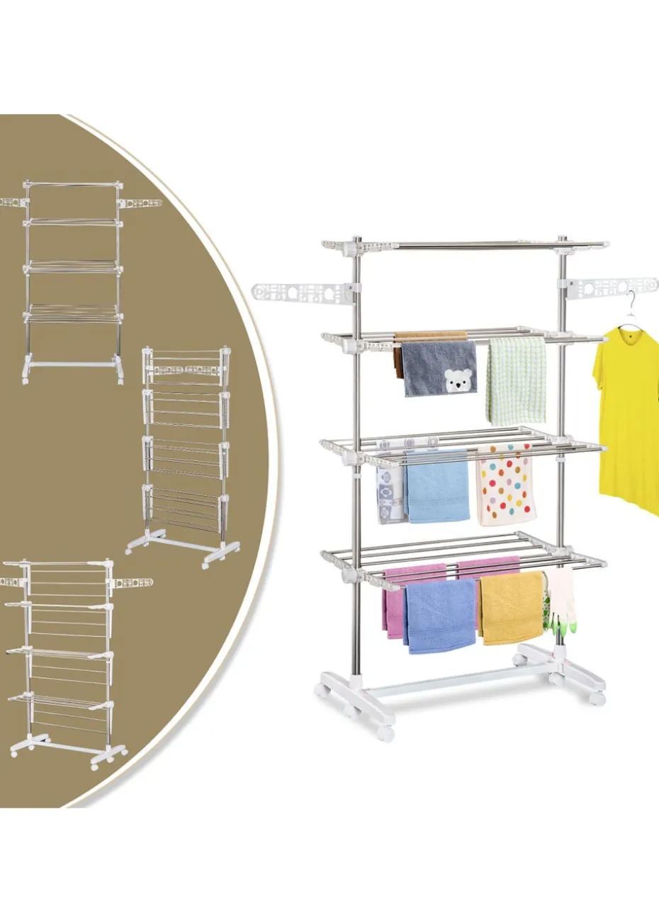 HOMCOM 4 Layer Folding Rail Airer Dryer Rack (172cm x 80-142cm x 55cm)