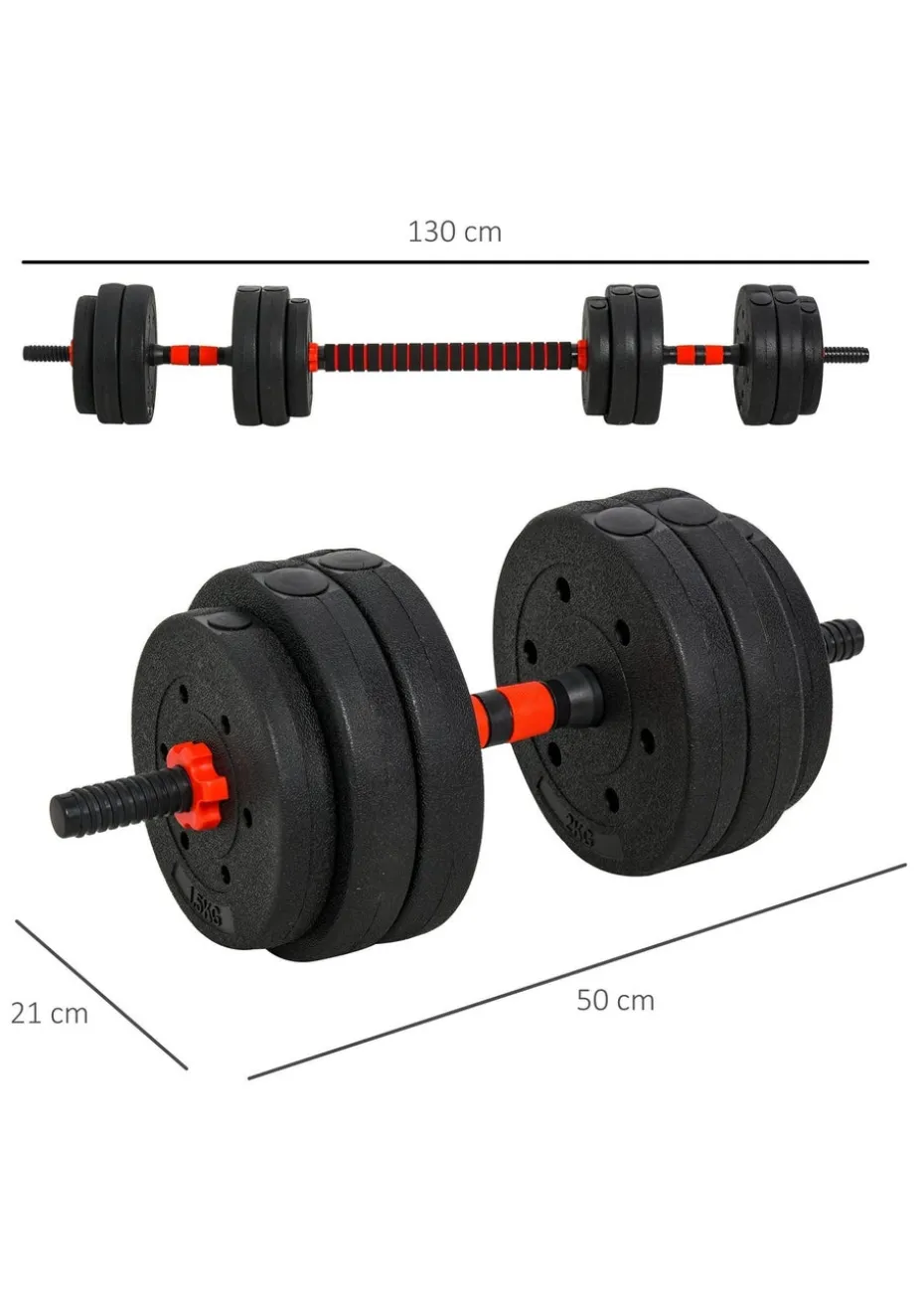 HOMCOM Adjustable 2-in-1 Barbell Dumbbells Weight Set for Body Fitness
