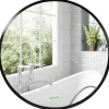 HOMCOM Black Kleankin Round Bathroom Mirror (40cm x 2cm x 40cm)