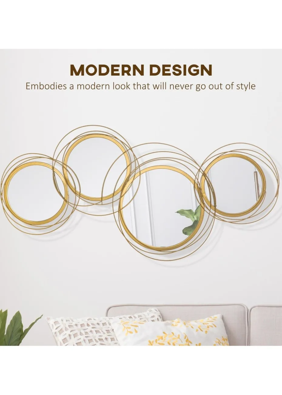 HOMCOM Gold Wall Art Decorative Mirror (107cm x 56cm x 4cm)