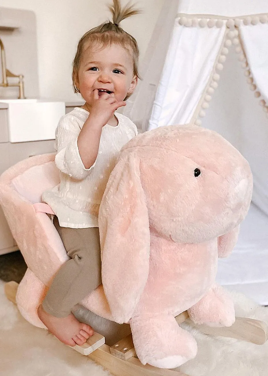 HOMCOM Kids Rocking Rabbit Plush Toy