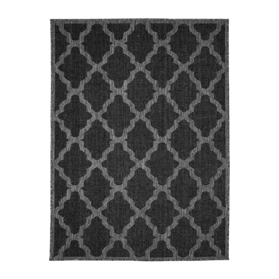 Homemaker Black Trellis Gel Flatweave Runner Rug