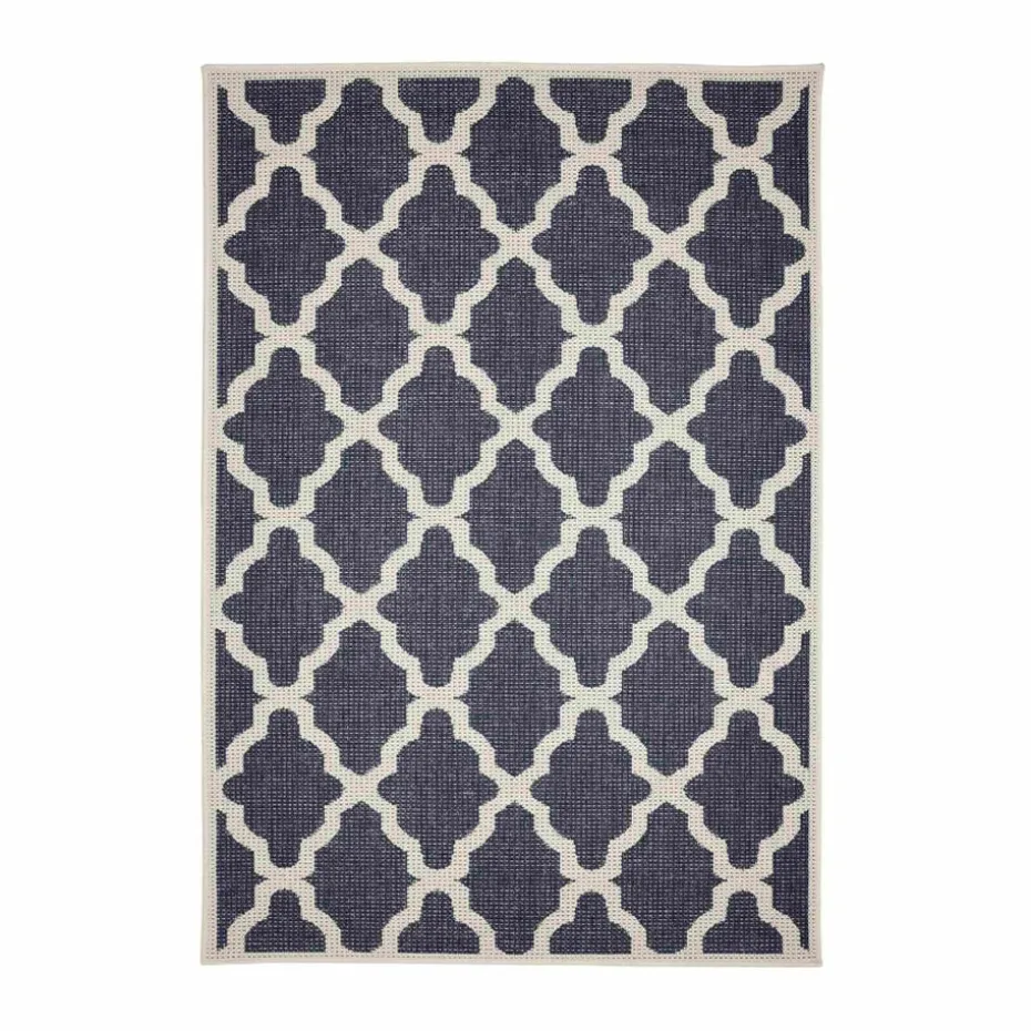 Homemaker Navy Trellis Gel Flatweave Runner Rug