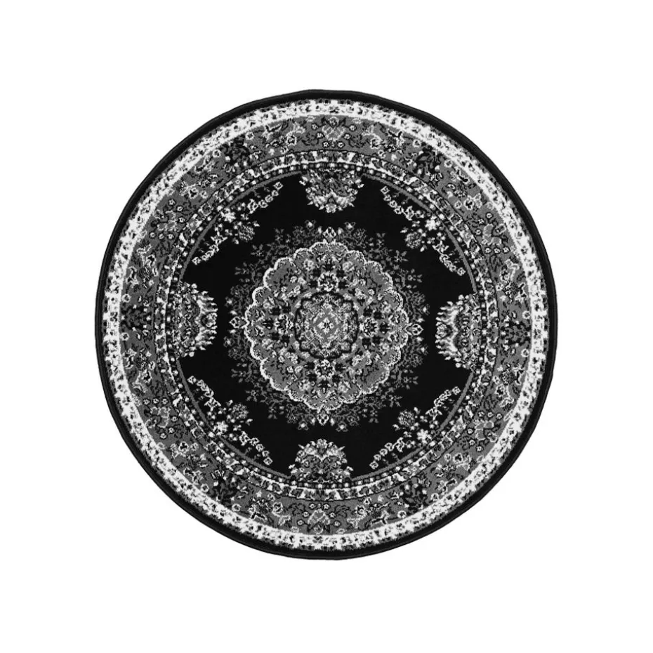 Homemaker Traditional Black Round Rug