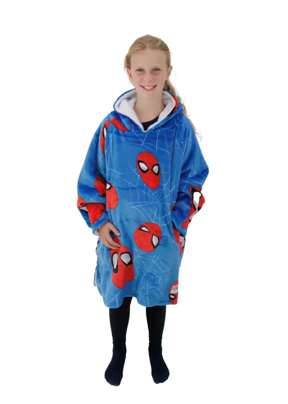 HUGZEE Kids Spiderman Heads Up Wearble Hooded Throw