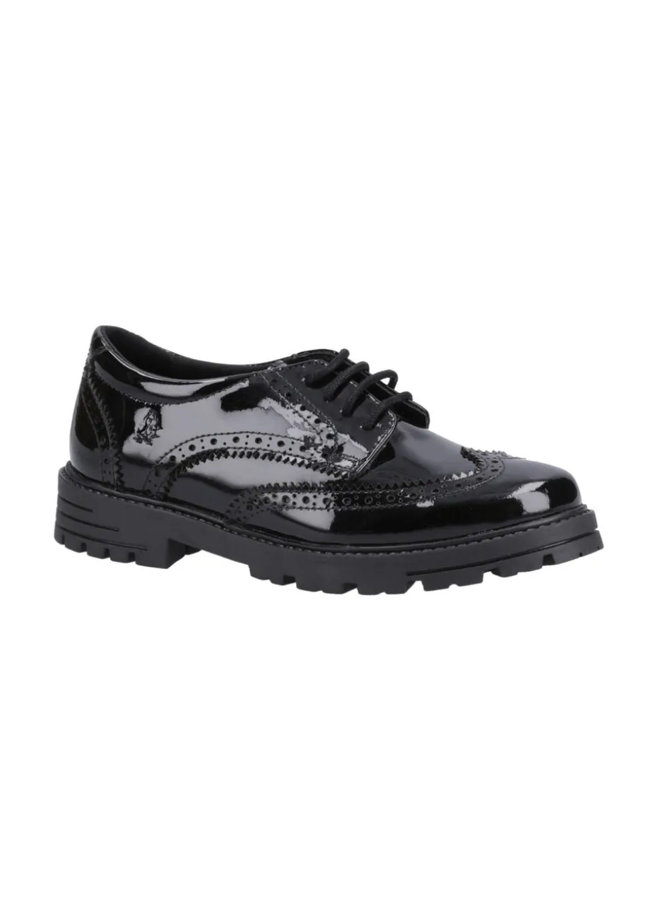Hush Puppies Girls Black Maxine Patent Senior School Shoes (Older 6-7)