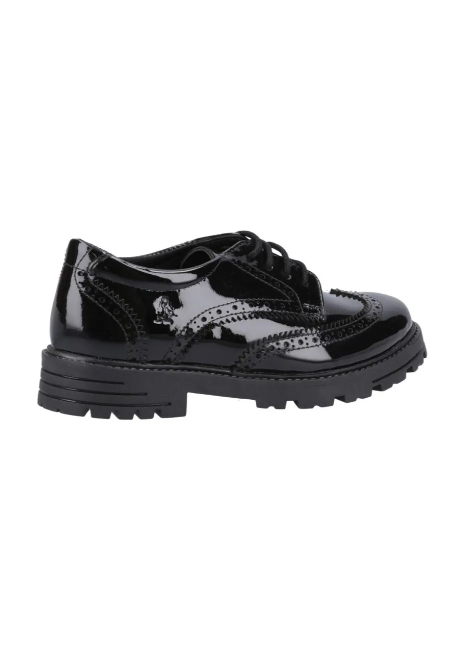 Hush Puppies Girls Black Maxine Patent Senior School Shoes (Older 3-5)