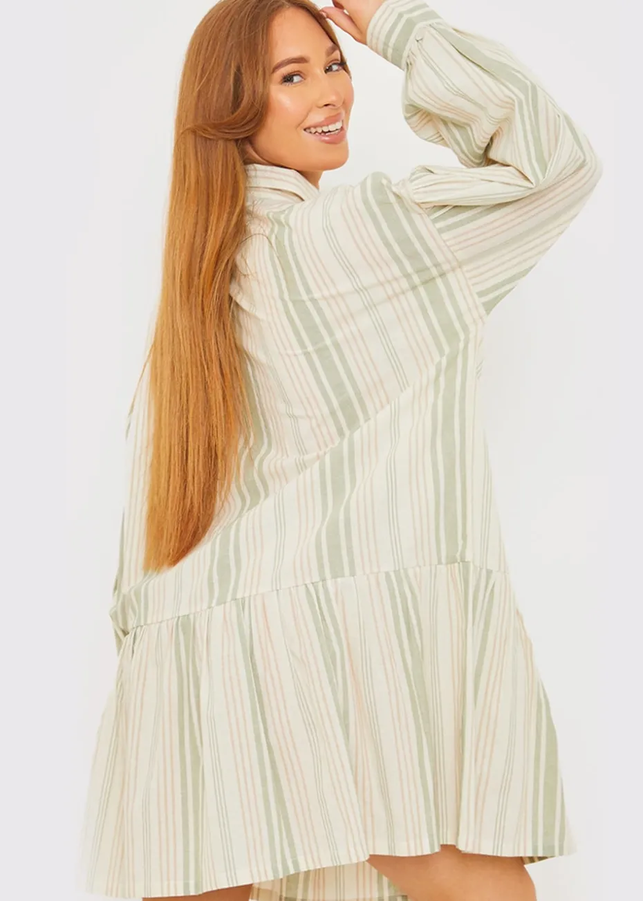 In The Green Stripe Shirt Dress