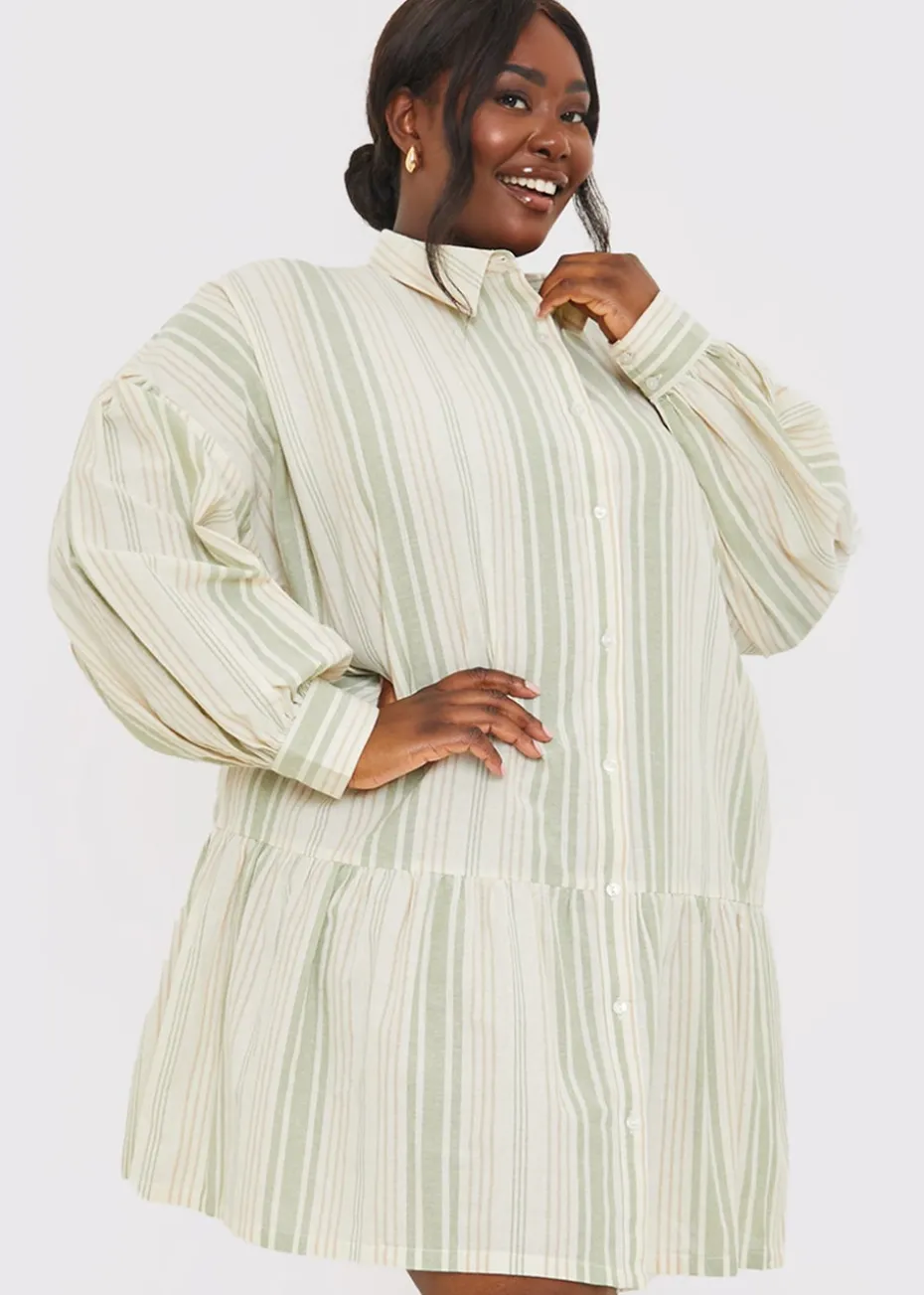 In The Green Stripe Shirt Dress