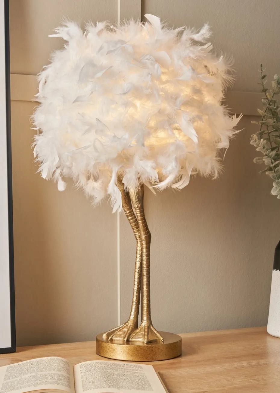 Inlight Ostrich Feather Table Lamp (50cm x 30cm x 30cm)