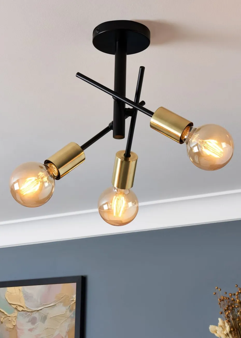 Inlight Tribecca Semi Flush 3LT Ceiling Light (48cm x 48cm x 21cm)