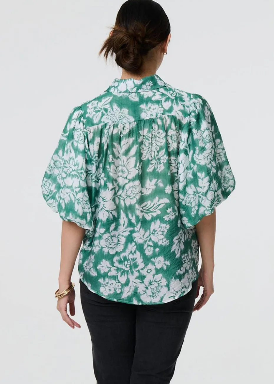 Izabel London Green Floral Print Shirt