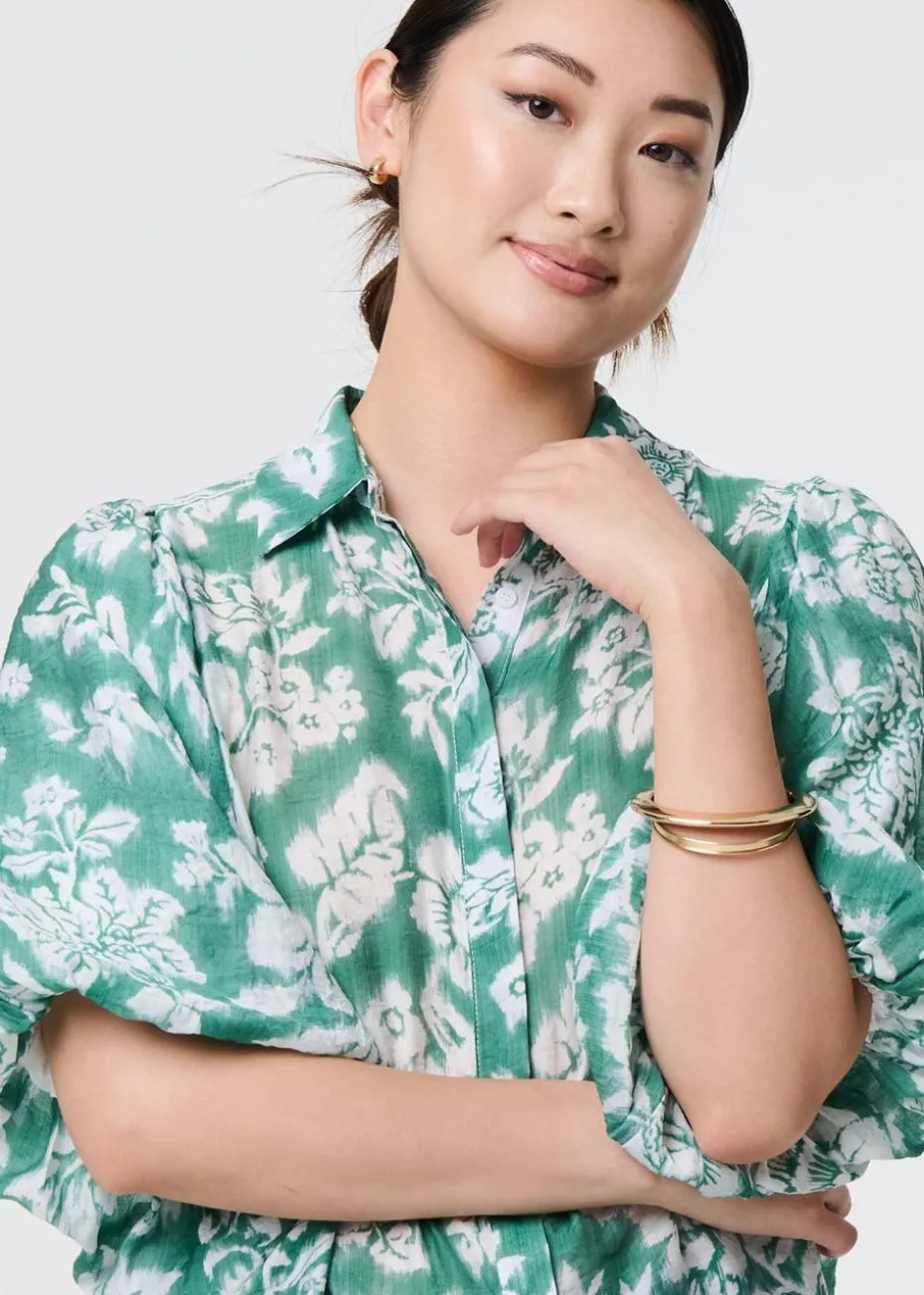 Izabel London Green Floral Print Shirt