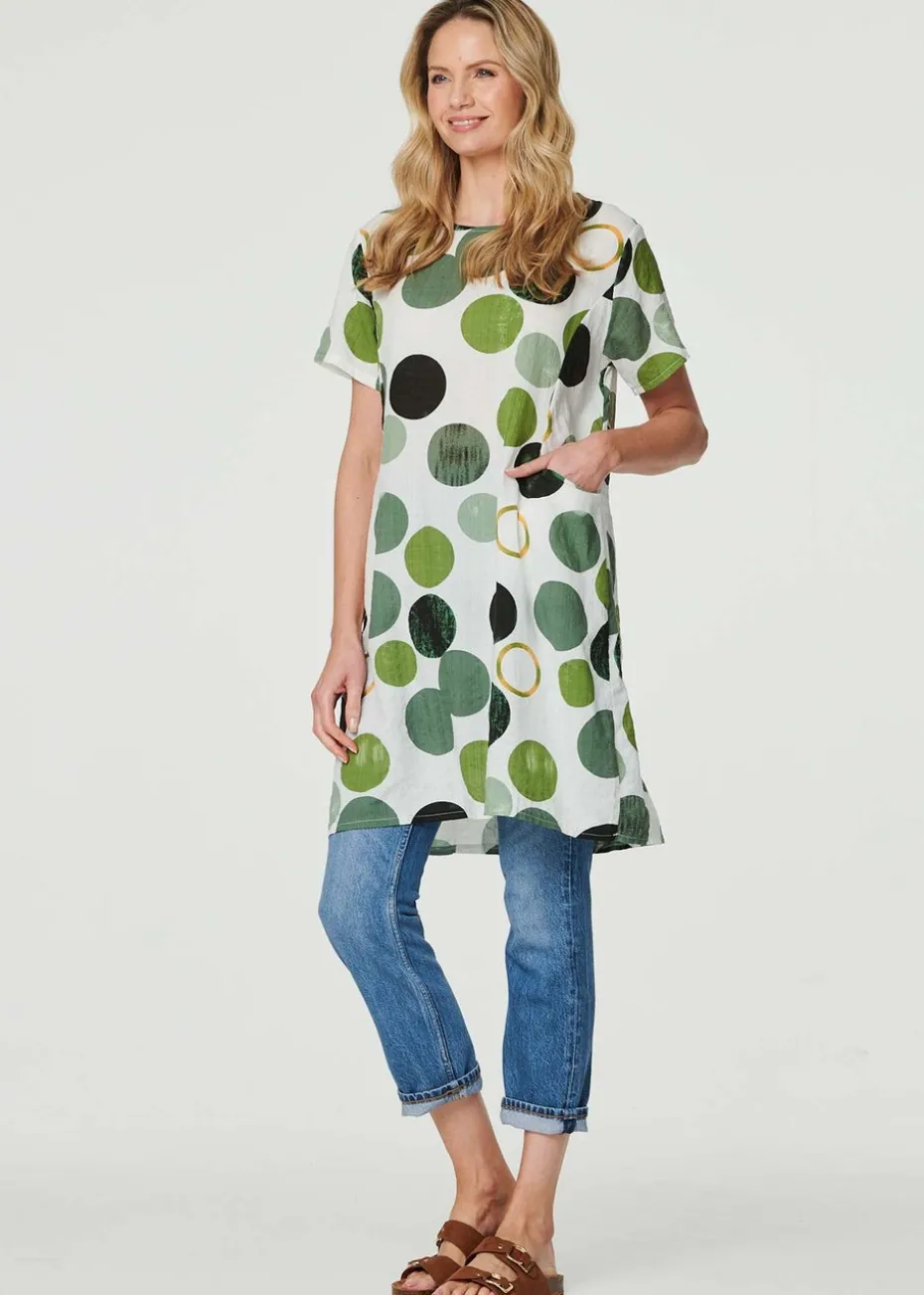 Izabel London Green Polka Dot Relaxed Tunic Dress