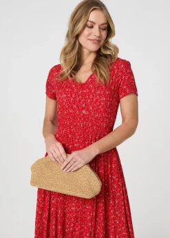 Izabel London Red Ditsy Floral A-Line Maxi Dress