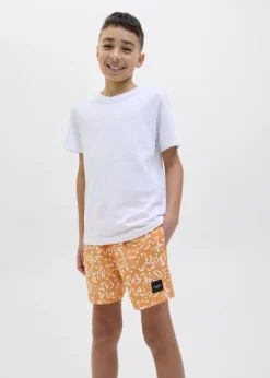 Jack & Jones Jnr Orange Print Swim Shorts