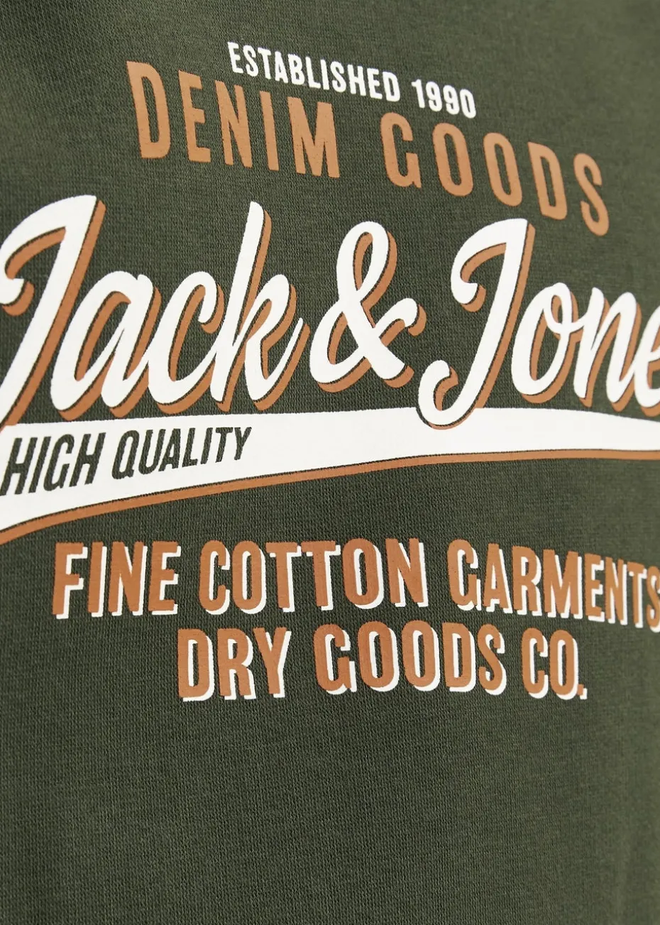 Jack & Jones Kids Khaki Printed Hoodie (8-16yrs)