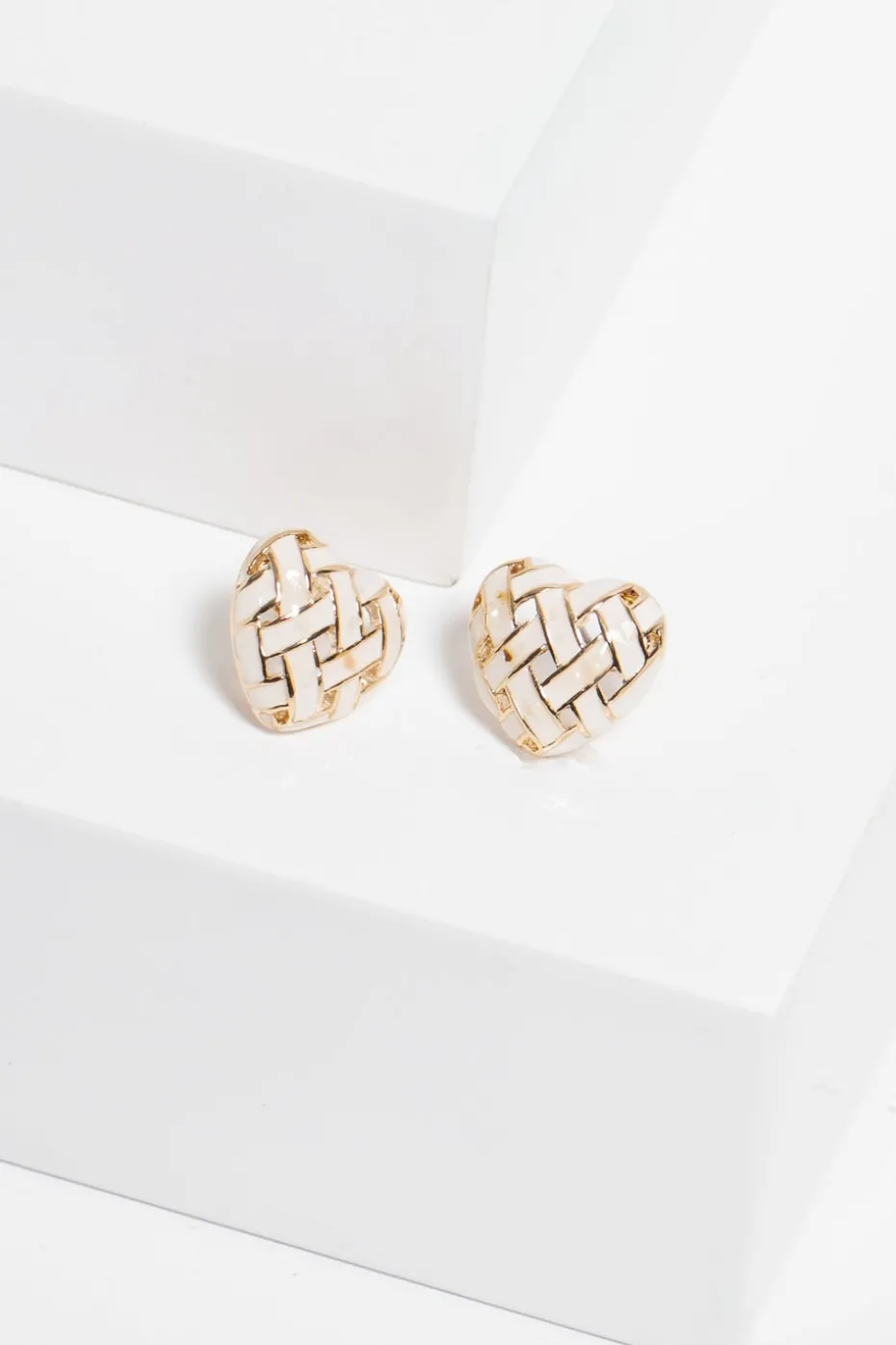 Jon Richard Gold Plated Enamel Heart Weave Earrings